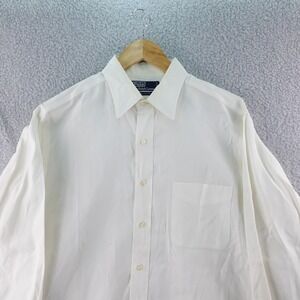 Vintage Polo Ralph Lauren‎ Mens White Button Down Dress Shirt 17 35 Cotton